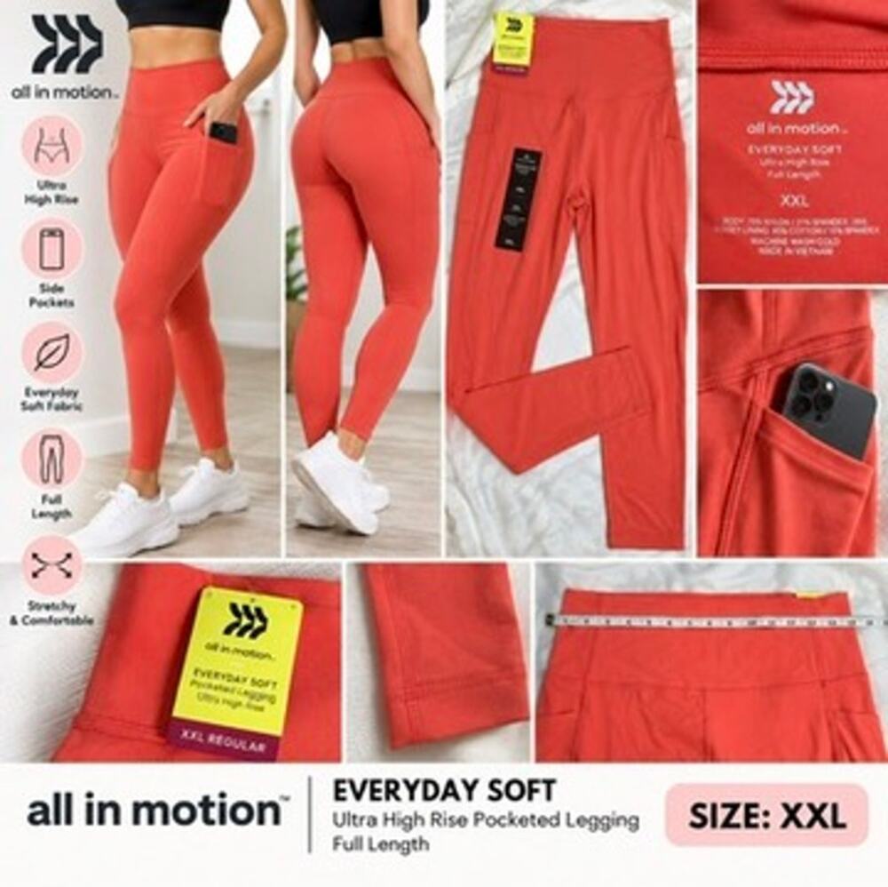 All in Motion Women’s XXL Everyday Soft Ultra High Rise Leggings Coral NWT